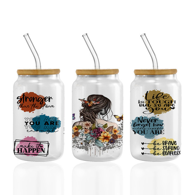 Buy Custom Logo UV DTF Cup Wraps For Cups Wraps Libbey Glass Tumbler Spanish 16oz Tumbler online manufacture