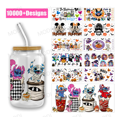 Buy Custom 16Oz 20Oz 24Oz 25Oz Halloween Christmas UV DTF Cup Wrap Transfers For Glass Can Cups Wraps online manufacture