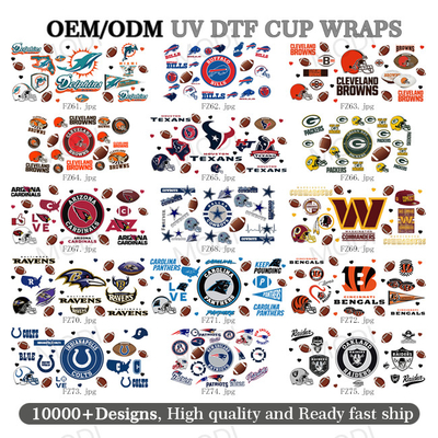 Buy UV DTF Transfer Cup Wrap Stickers For Glass Tumblers Custom Logo Rugby Sports Balls 16Oz online manufacture
