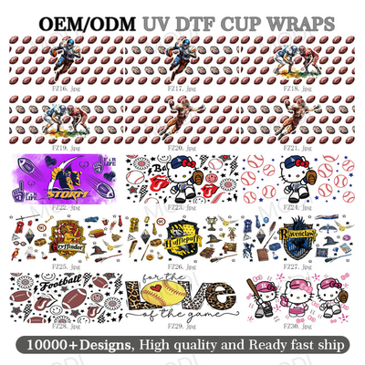 Buy 16oz Rugby Sports Balls UV DTF Transfer Cup Wrap Stickers For And Custom Logo Glass Tumblers online manufacture