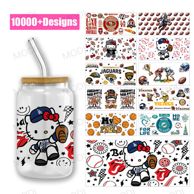 Buy Hello Kitty 16Oz Baseball Sports Balls UV DTF Transfer Cup Wrap Stickers For Glass Tumblers Custom Designs online manufacture