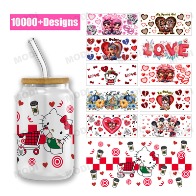 Buy UV DTF Cup Wraps Retro Valentine'S Day DTF 24oz Cup Wraps For Libbey Glass UV DTF Cup Wrap Transfers 16oz High Quality online manufacture