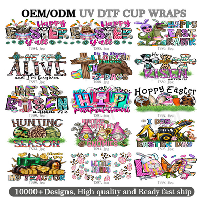 Buy Wholesale Ready To Transfer UV DTF Cup Wraps Custom Wraps For 16oz 20oz Libbey Glass Mugs Coffee Cups Tumblers Stick online manufacture