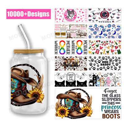 Buy Double Side Customized 3D UV DTF Wrap Cup Wraps For 16Oz Libbey Glass Cold Mug Cups Wholesale online manufacture