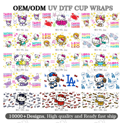 Buy Hot Selling Factory Uv Dtf Cup Wrap Transfers For Coffee Glass Design Cute Cartoon Sticker Cup Wraps Transfers online manufacture