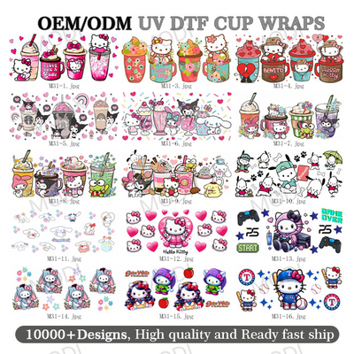 Buy Custom Cup Wrap Designs Sticker Cartoon Tumbler Libbey 16oz Glass Can Wrap Uv Dtf Cup Wraps Transfers online manufacture