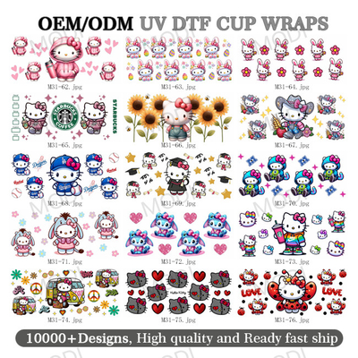 Buy UV DTF Cup Wrap Transfer Stickers For Glass Crafting Cup Decal Stickers For 16OZ Libbey Glass Cups Coffee Theme Cartoon online manufacture