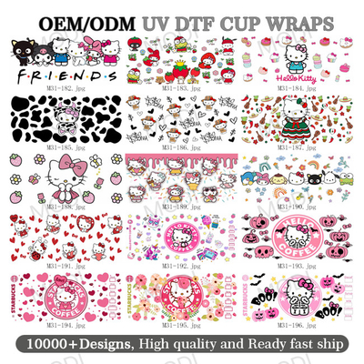 Buy UV DTF Cup Wrap Transfer Stickers For Cartoon Wipe Off Stickers Waterproof Crafting Cup Decal For Cups Furniture Craft online manufacture