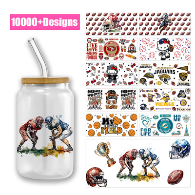 Rugby Sports Balls UV DTF Cup Wraps For Spanish 16oz Tumbler Sports Balls