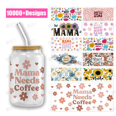 Custom Mama'S Day UV DTF Transfers For Libbey Glass Tumblers Durable And Washable Designs