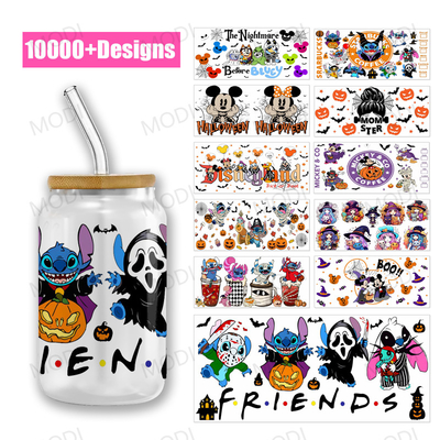 16OZ UV DTF Transfers For Halloween Cup Wrap Designs On Glass Tumblers For Custom Projects