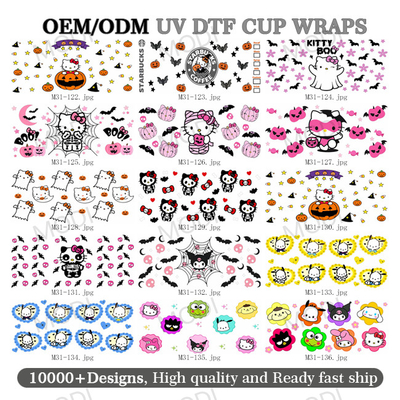 UV DTF Cup Wrap Transfer Stickers For Cartoon Wipe-Off Stickers Waterproof Crafting Cup Decal For Cups